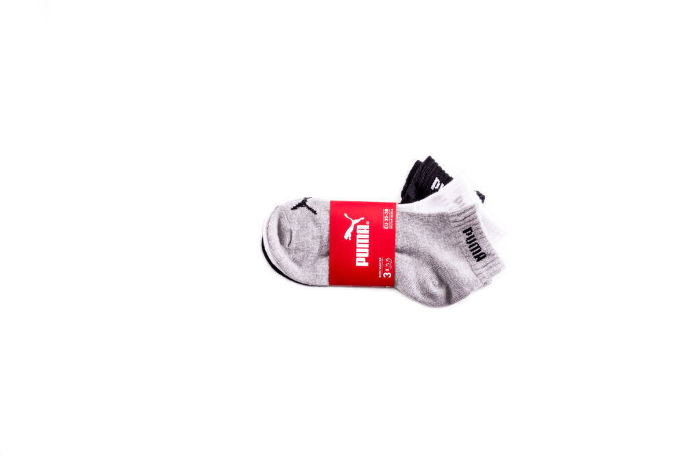 Puma unisex cotton socks - 3 pairs - short socks - 39-42 - black, white, grey