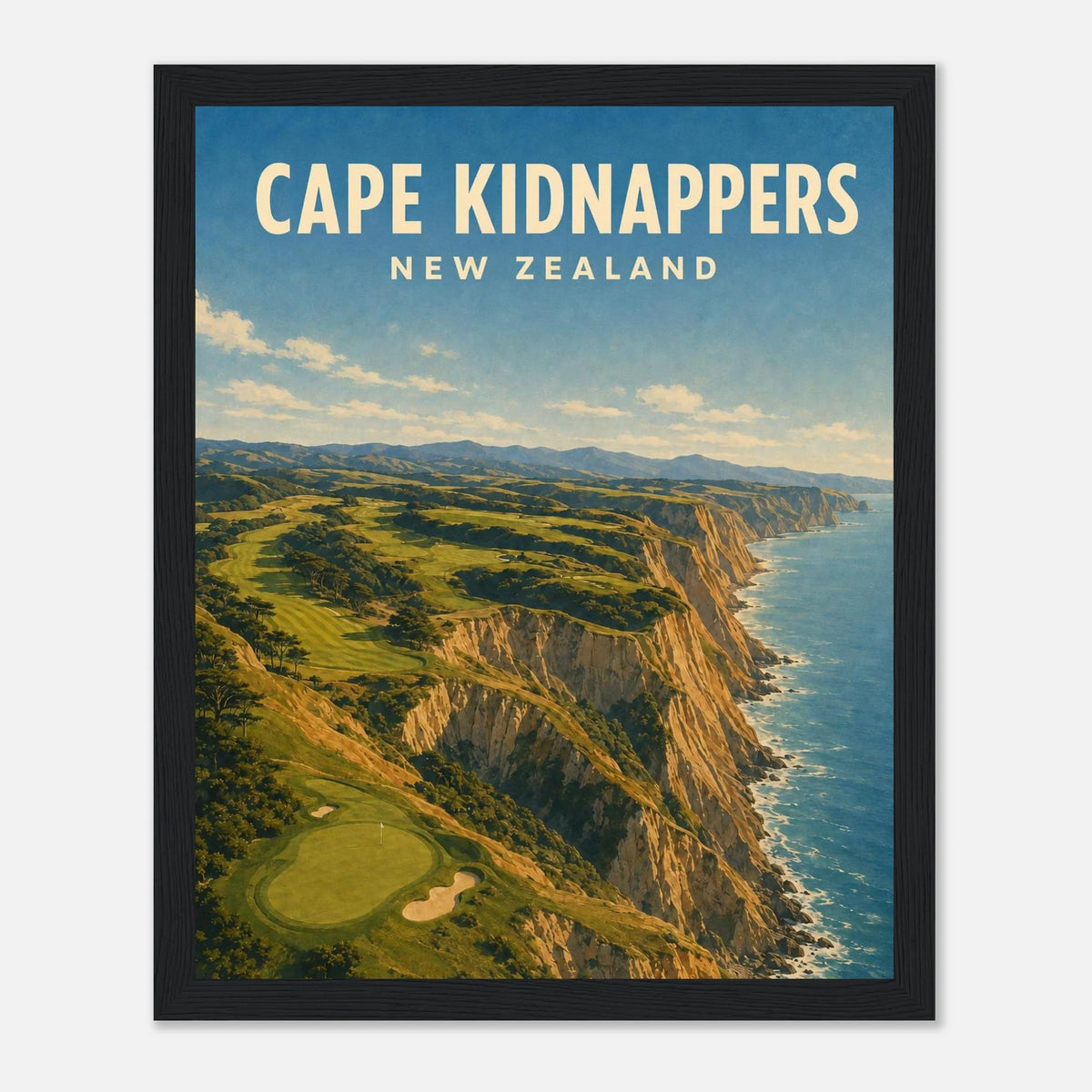 Cape Kidnappers Golf Poster – New Zealand Golf Art