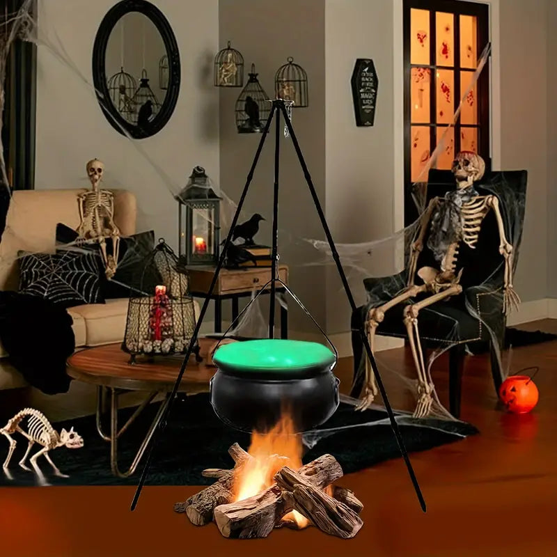 Witch's Cauldron with Lights - Black Plastic Bowl