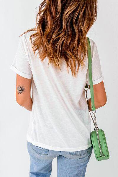 Graphic Round Neck Short Sleeve T-Shirt for Women