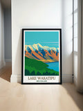 Lake Wakatipu Poster - The Remarkables Art Print - New Zealand Wall Print - New Zealand Travel Poster-0
