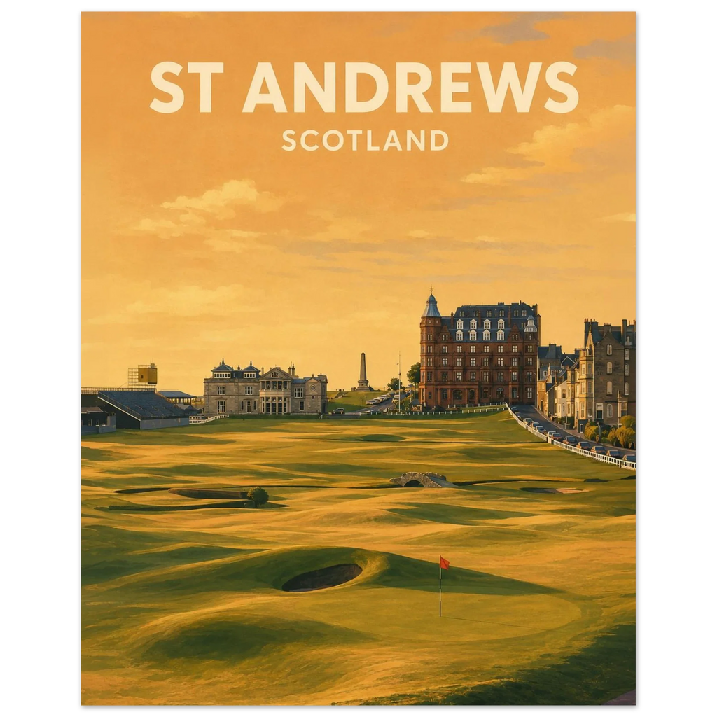 St Andrews Golf Poster – Old Course Scotland Links Golf Wall Art
