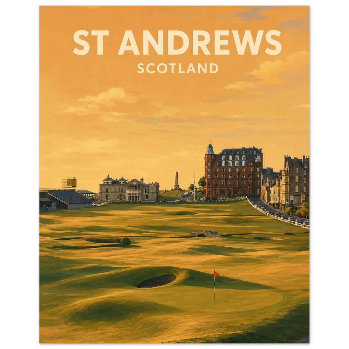 St Andrews Golf Poster – Old Course Scotland Links Golf Wall Art
