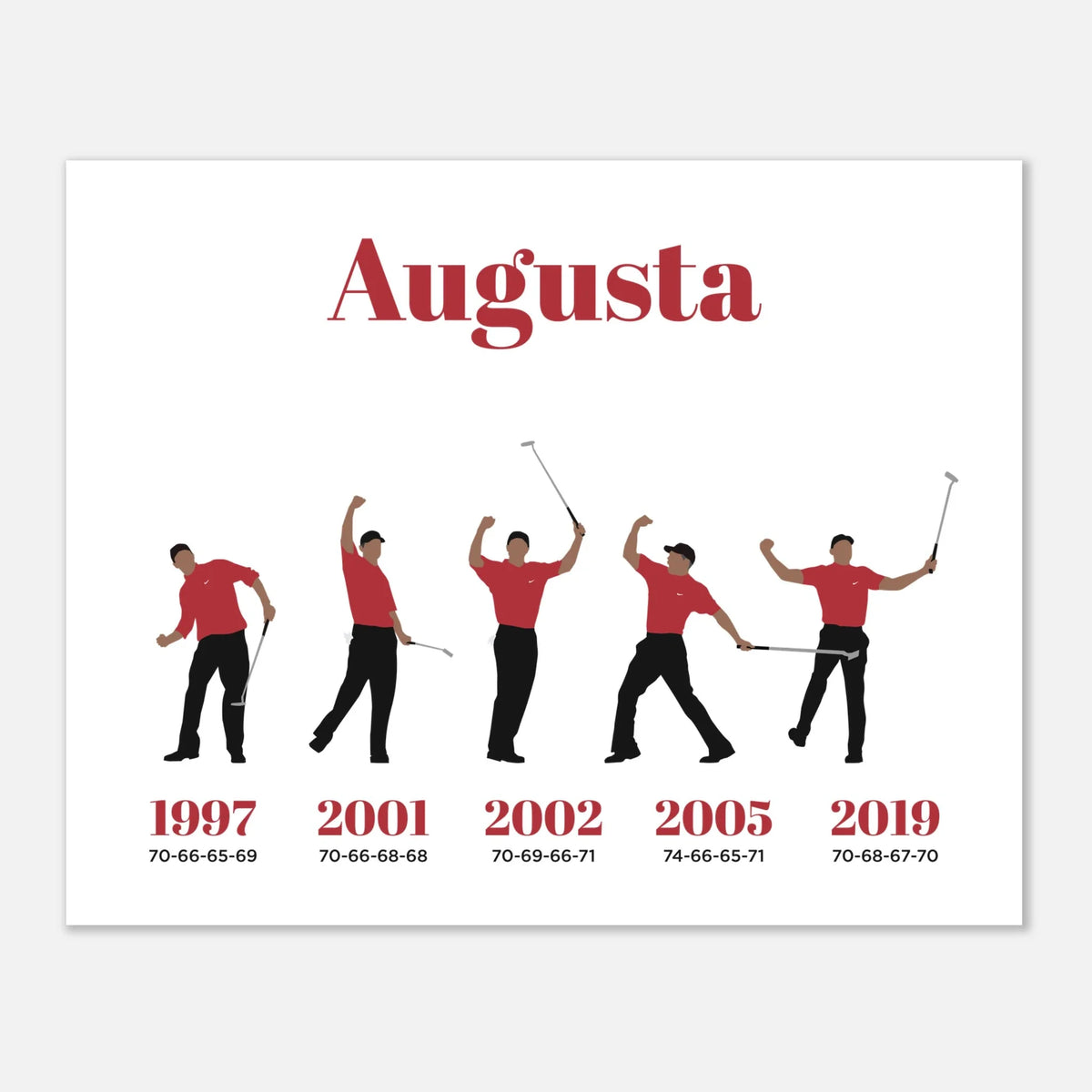 Augusta 5 Wins - Golf Print & Framed Poster