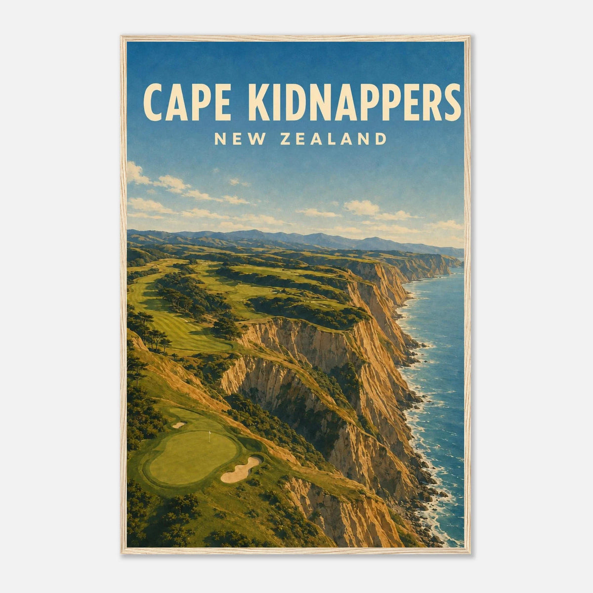 Cape Kidnappers Golf Poster – New Zealand Golf Art