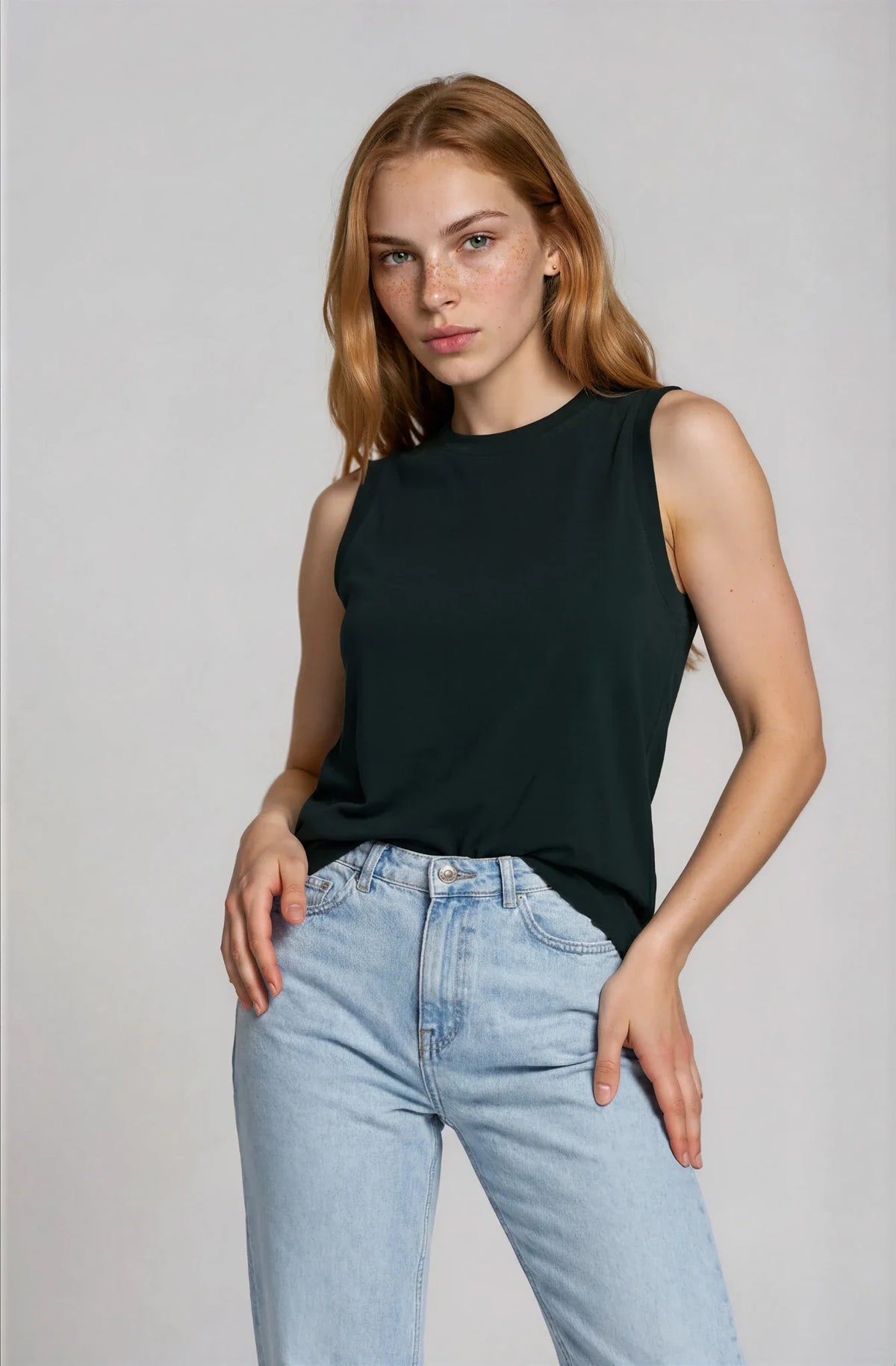 Camiseta Básica Premium Algodón Orgánico – Tirantes Anchos Mujer