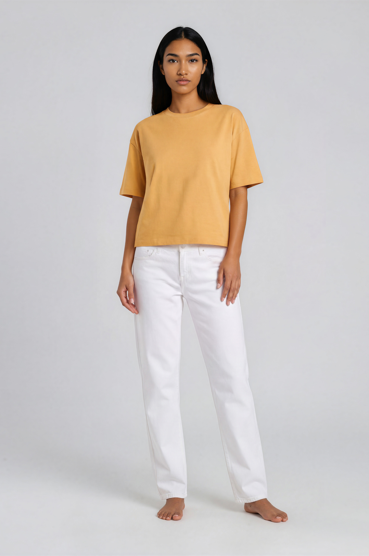 Camiseta Básica Premium Algodón Orgánico – Manga Codo Mujer