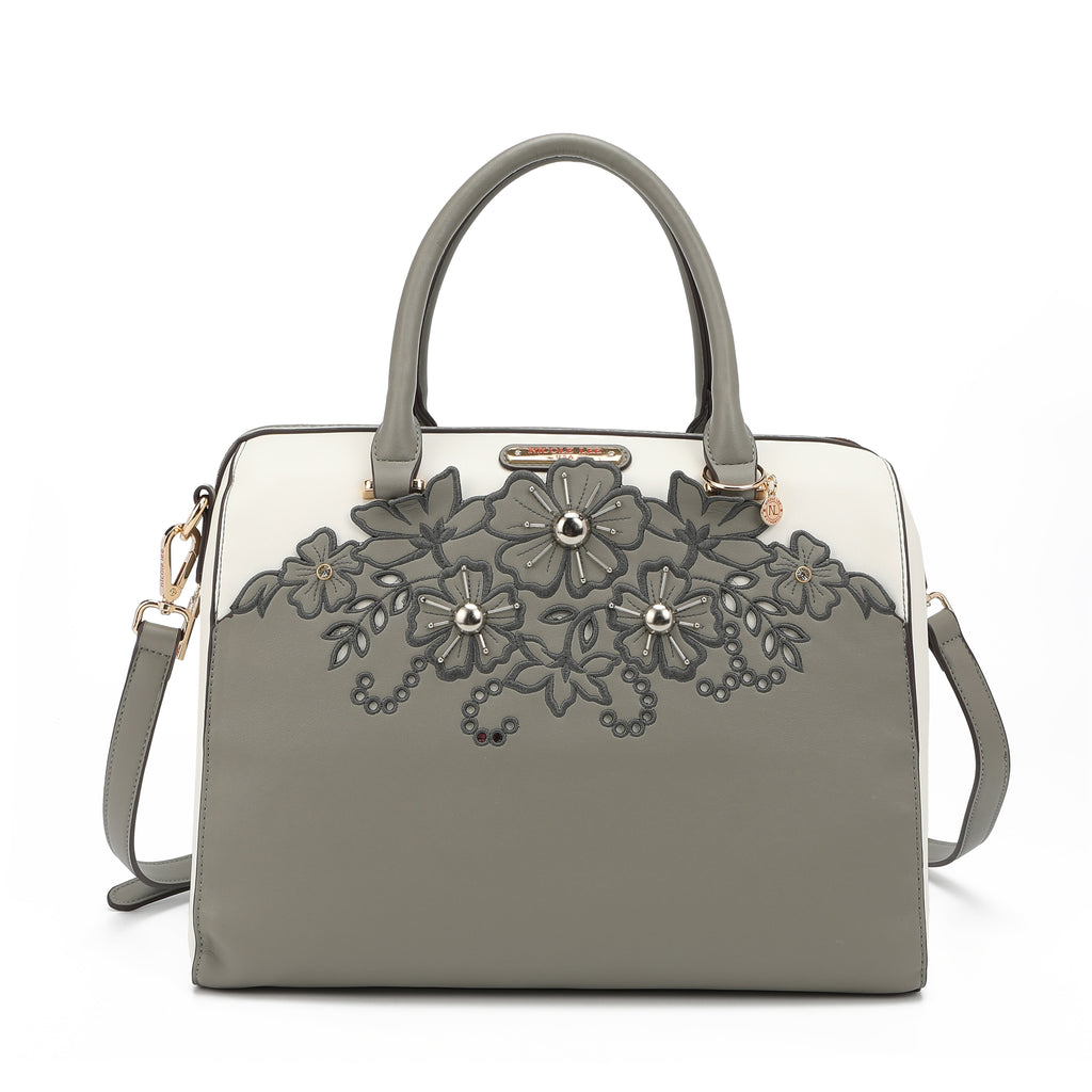 BOLSO BOSTON CON BORDADO FLORAL