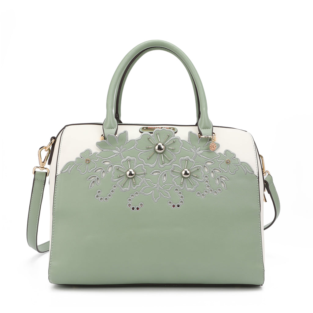BOLSO BOSTON CON BORDADO FLORAL