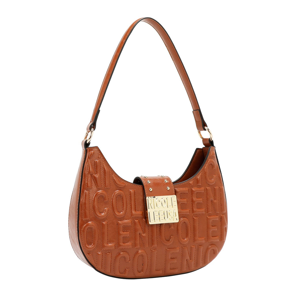 BOLSO DE HOMBRO CON LOGO EN RELIEVE (MARRON)-4
