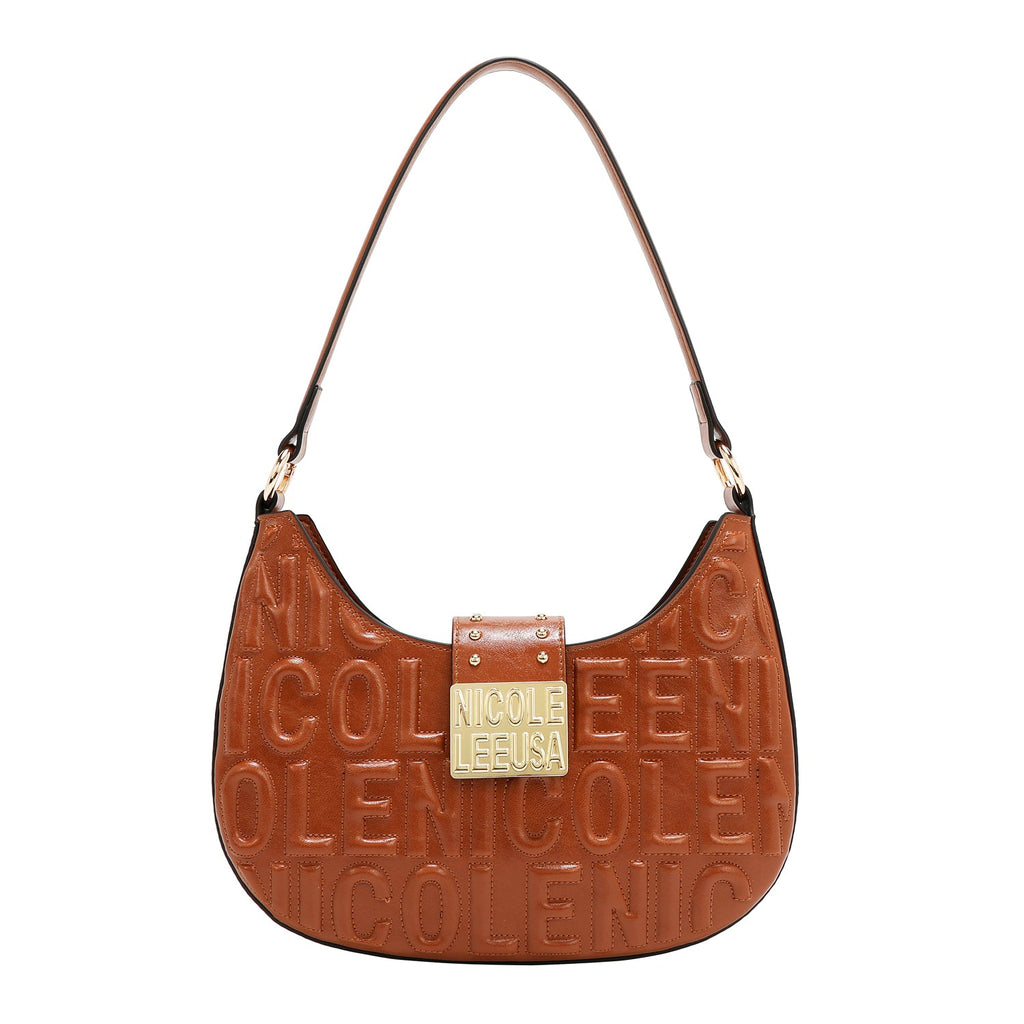 BOLSO DE HOMBRO CON LOGO EN RELIEVE (MARRON)-3