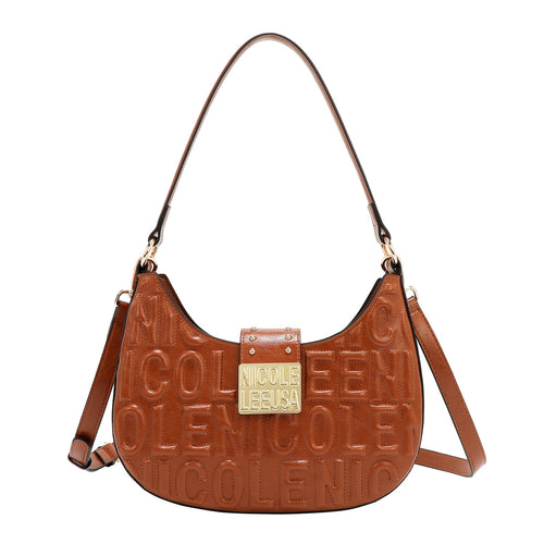 BOLSO DE HOMBRO CON LOGO EN RELIEVE (MARRON)-0