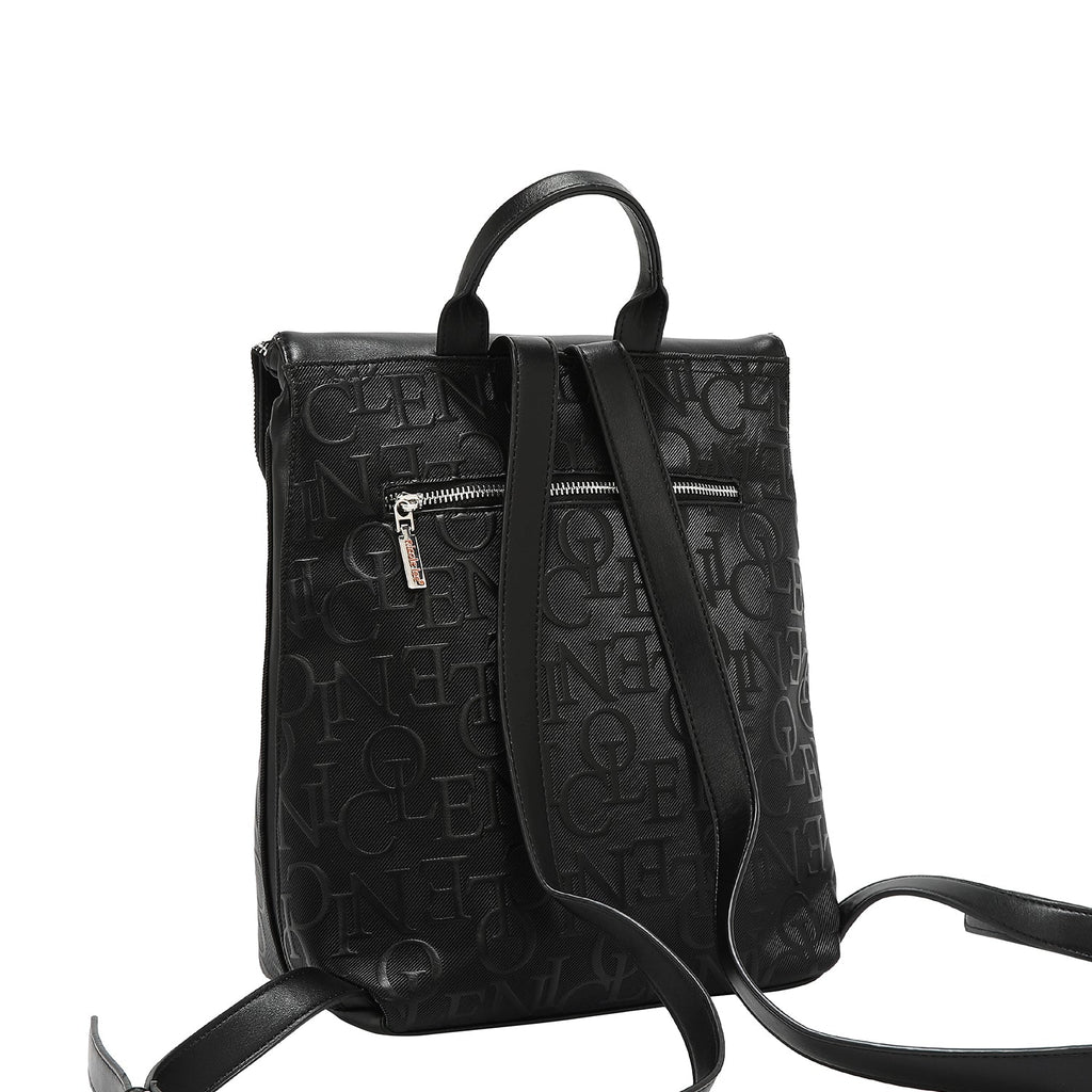 MOCHILA MULTIBOLSILLOS ELEGANCIA EN RELIEVE (NEGRO)