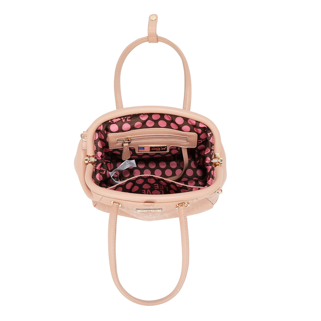 BOLSO DE HOMBRO CON MARCO ELEGANTE EN RELIEVE (ROSA)