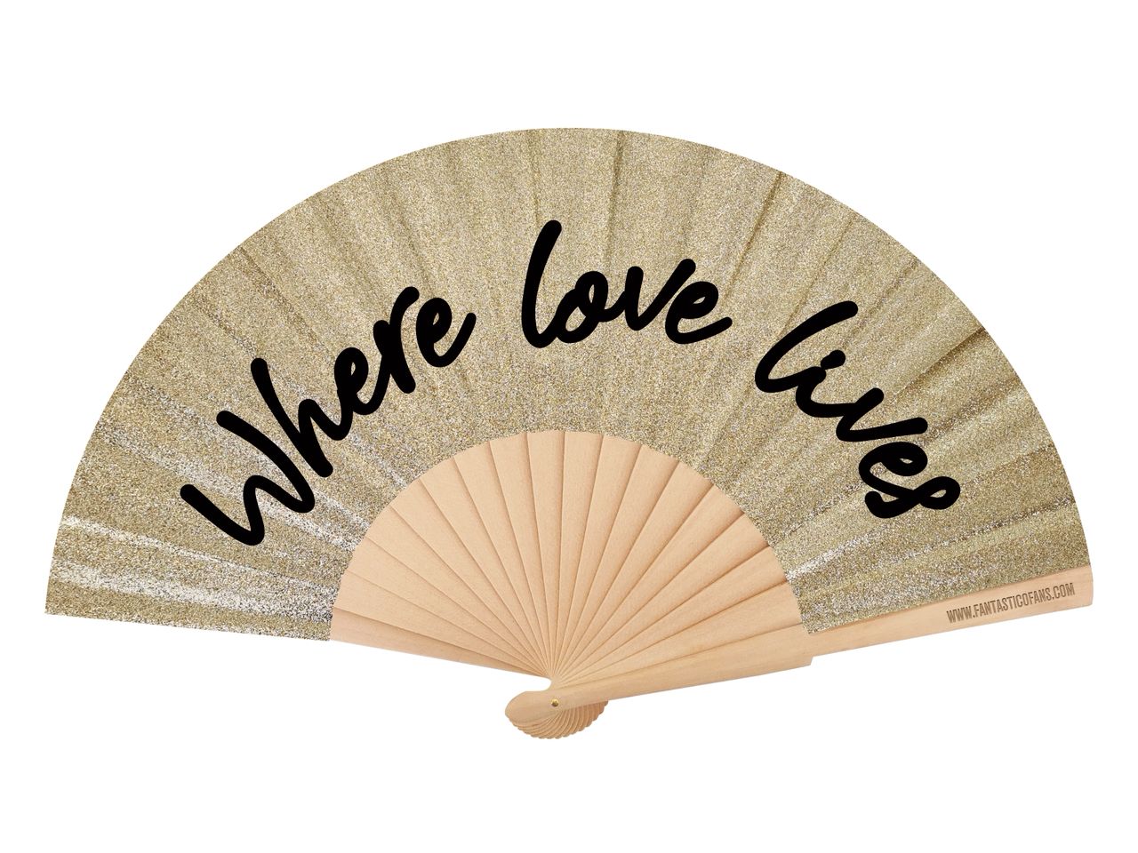 Where Love Lives Champagne Glitter 23cm fan