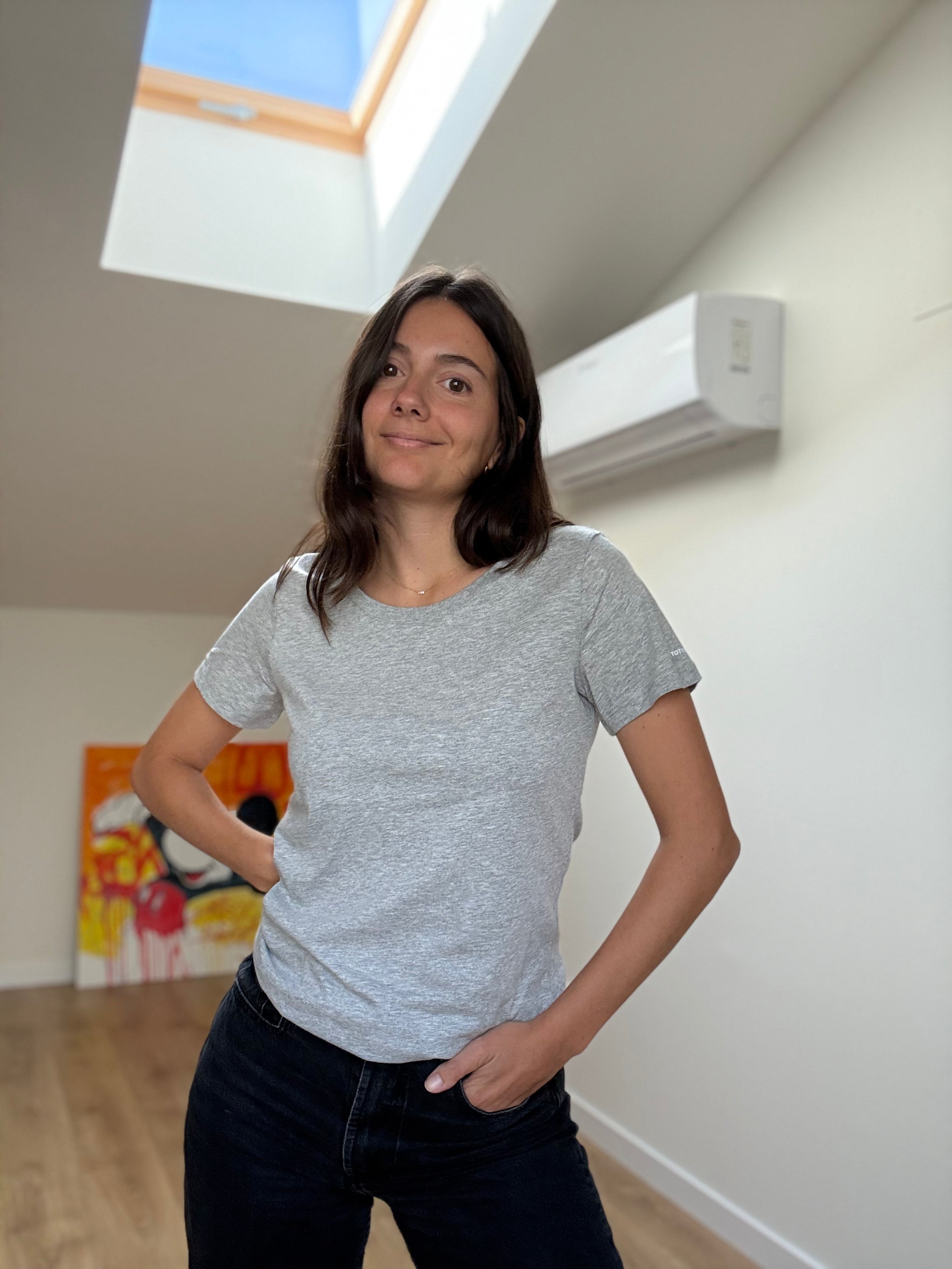 Camiseta Escote Amplio de Algodón Orgánico Mujer