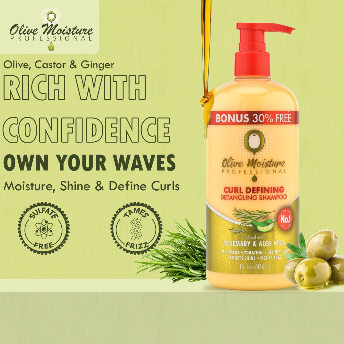 Olive Moisture Professional Curl Defining Detangling Shampoo - 473ml