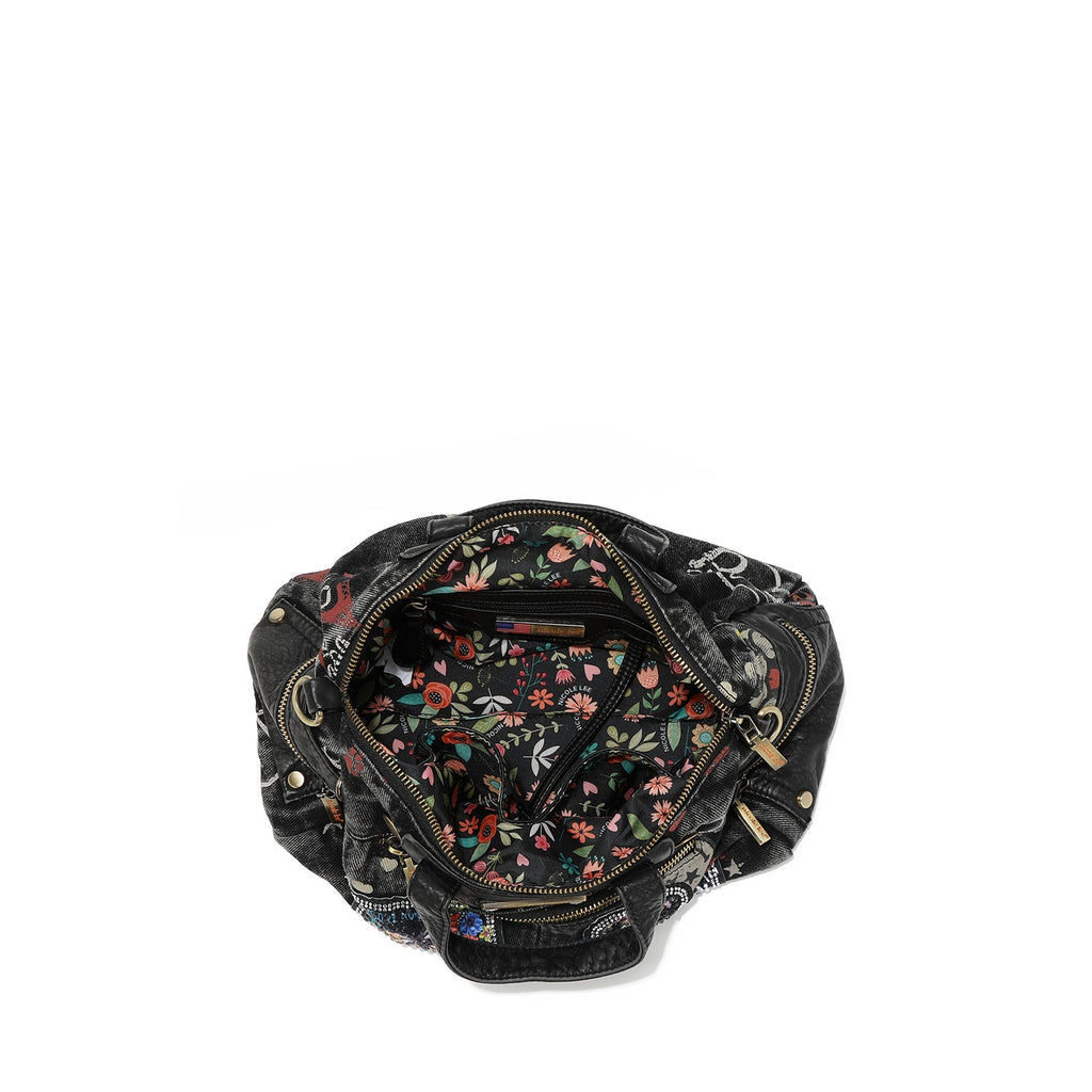 BANDOLERA MEDIANA DE TELA VAQUERA GRIS