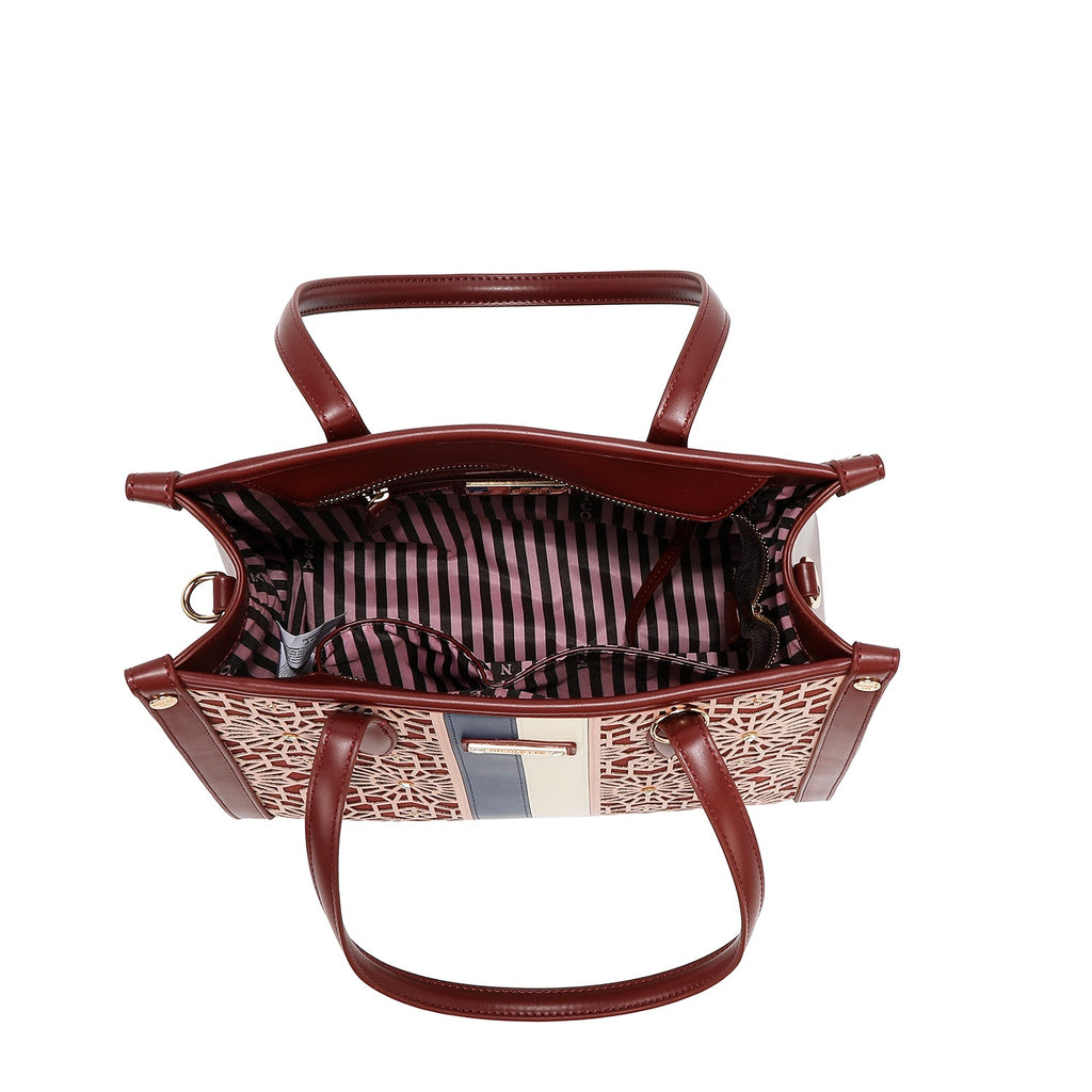BOLSO DE TOTE GEOMÉTRICO CORTADO CON LÁSER (VINO)
