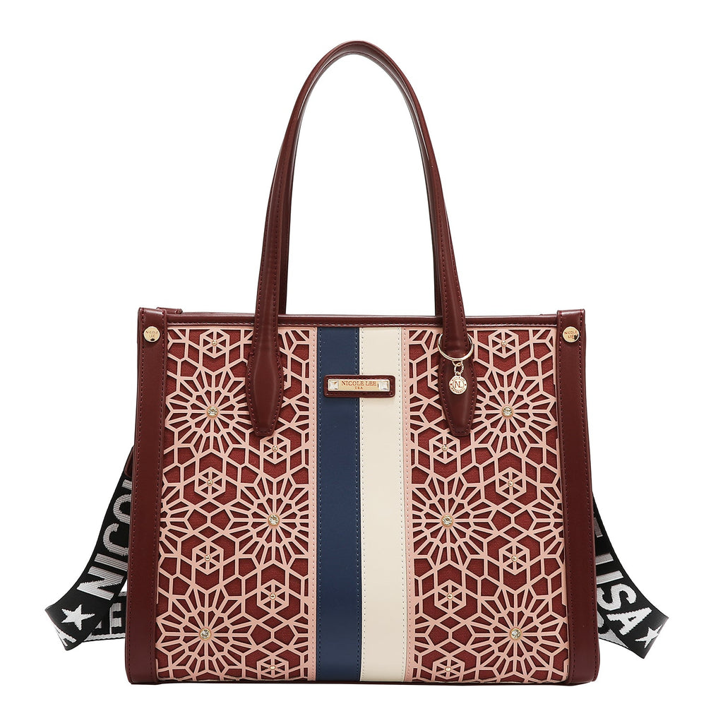 BOLSO DE TOTE GEOMÉTRICO CORTADO CON LÁSER (VINO)