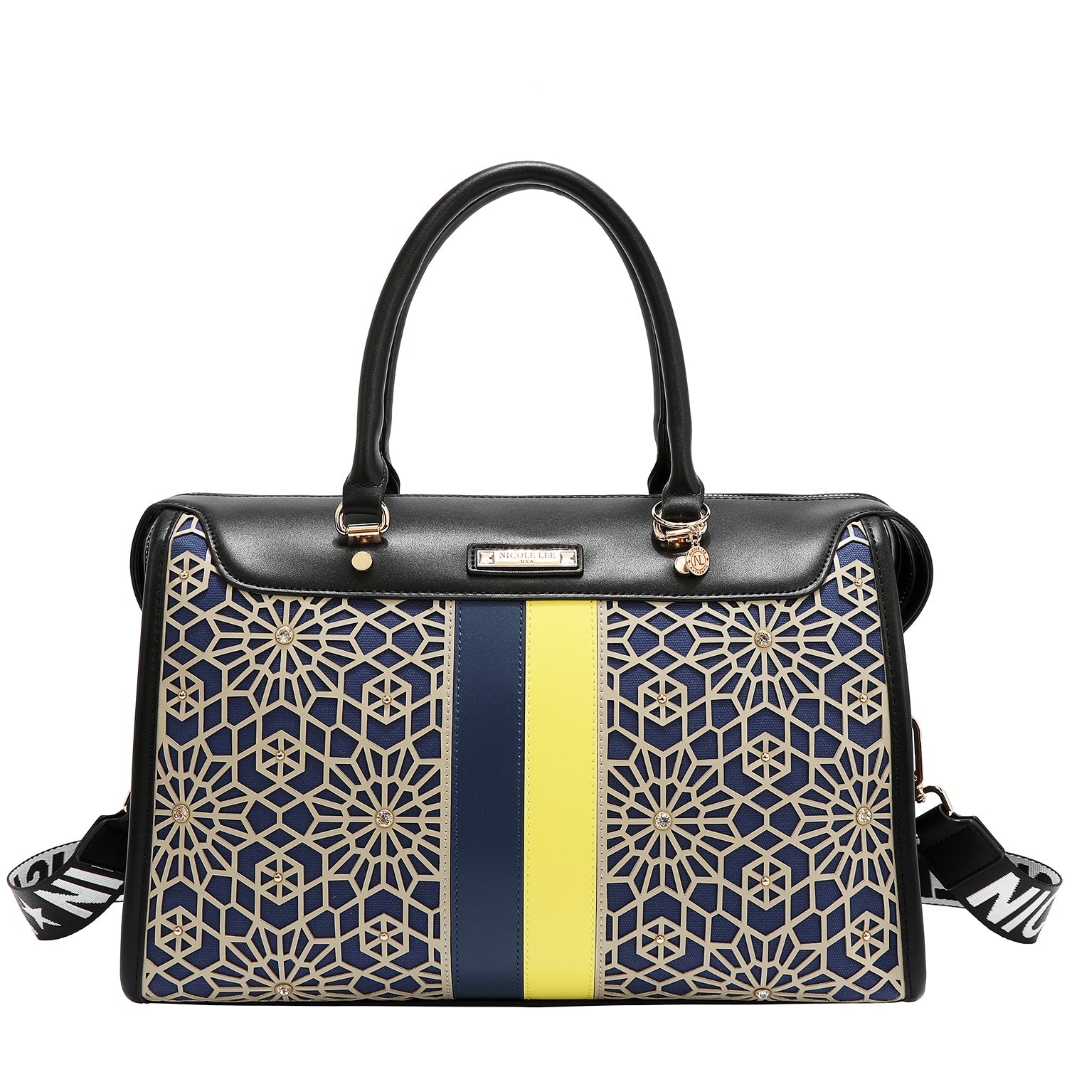 BOLSO BOSTON CON CORTE LÁSER GEOMÉTRICO (NEGRO)