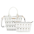 BOLSO DE CUBO DE 2 PIEZAS CON REMACHES PLATEADOS (BLANCO)
