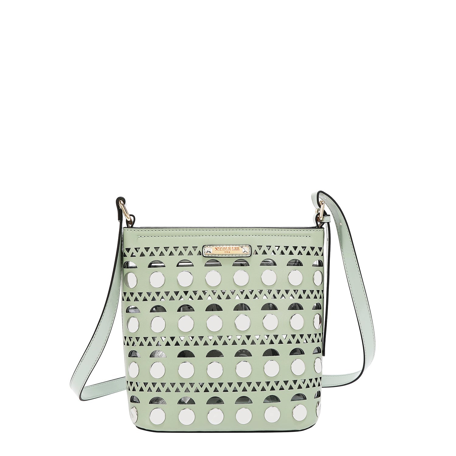 BOLSO BANDOLERA CON TACHUELAS PLATEADAS (VERDE)-0