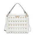 BOLSO DE MANO CON TACHUELAS PLATEADAS (BLANCO)