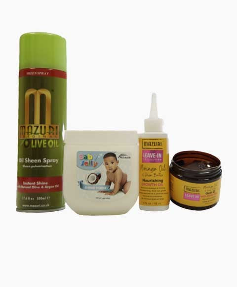 Mazuri Leave In Collection Hair Gel Growth Oil With Olive Oil Sheen Spray