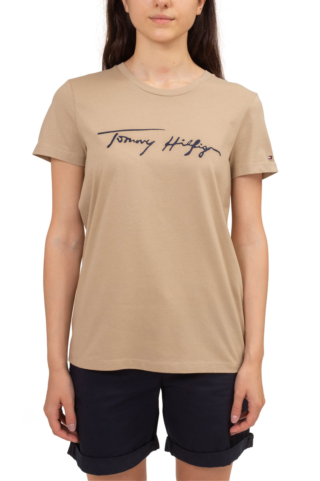 TOMMY HILFIGER - Women's T-shirt with signature logo  - Size S