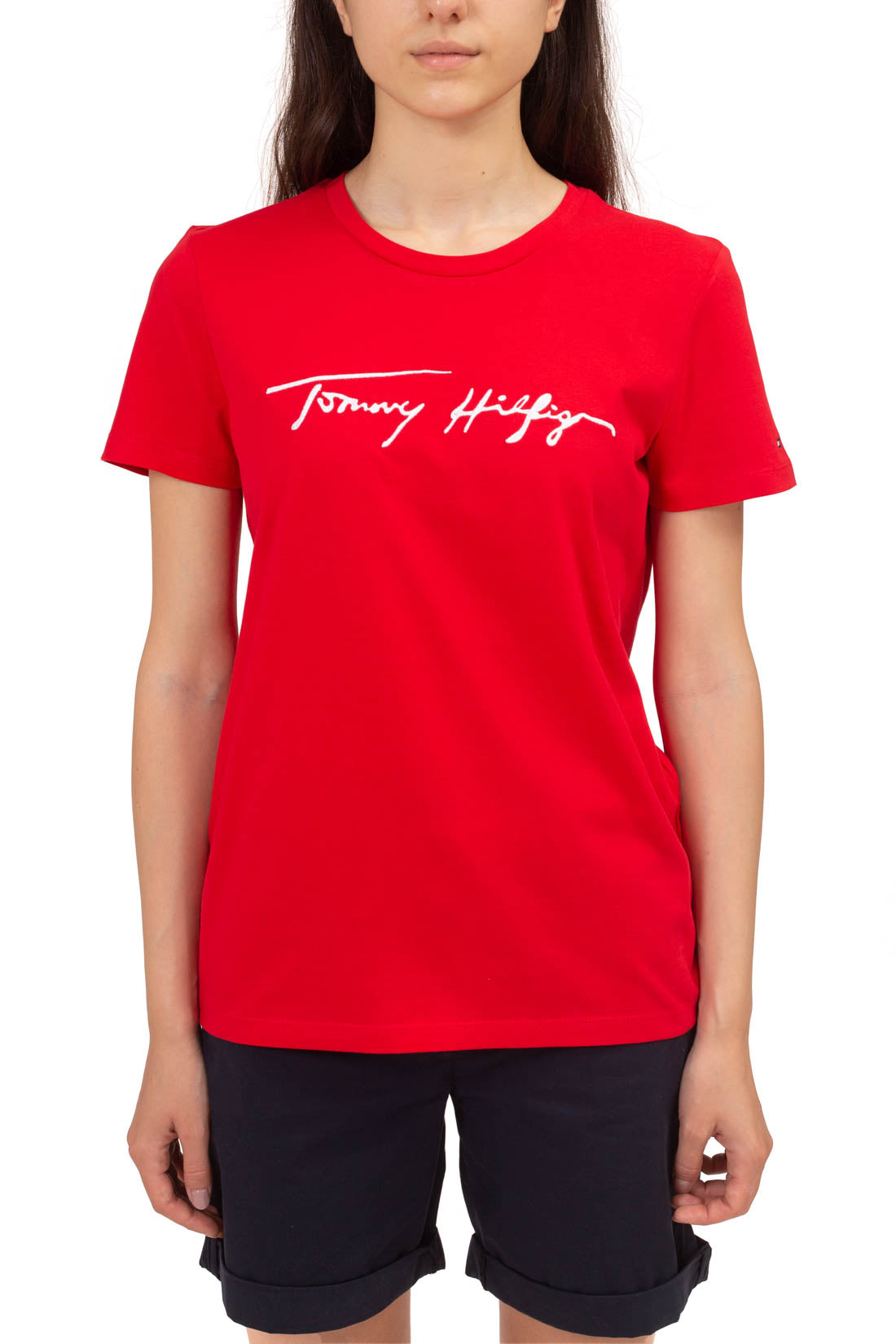 TOMMY HILFIGER - Women's T-shirt with signature logo  - Size S
