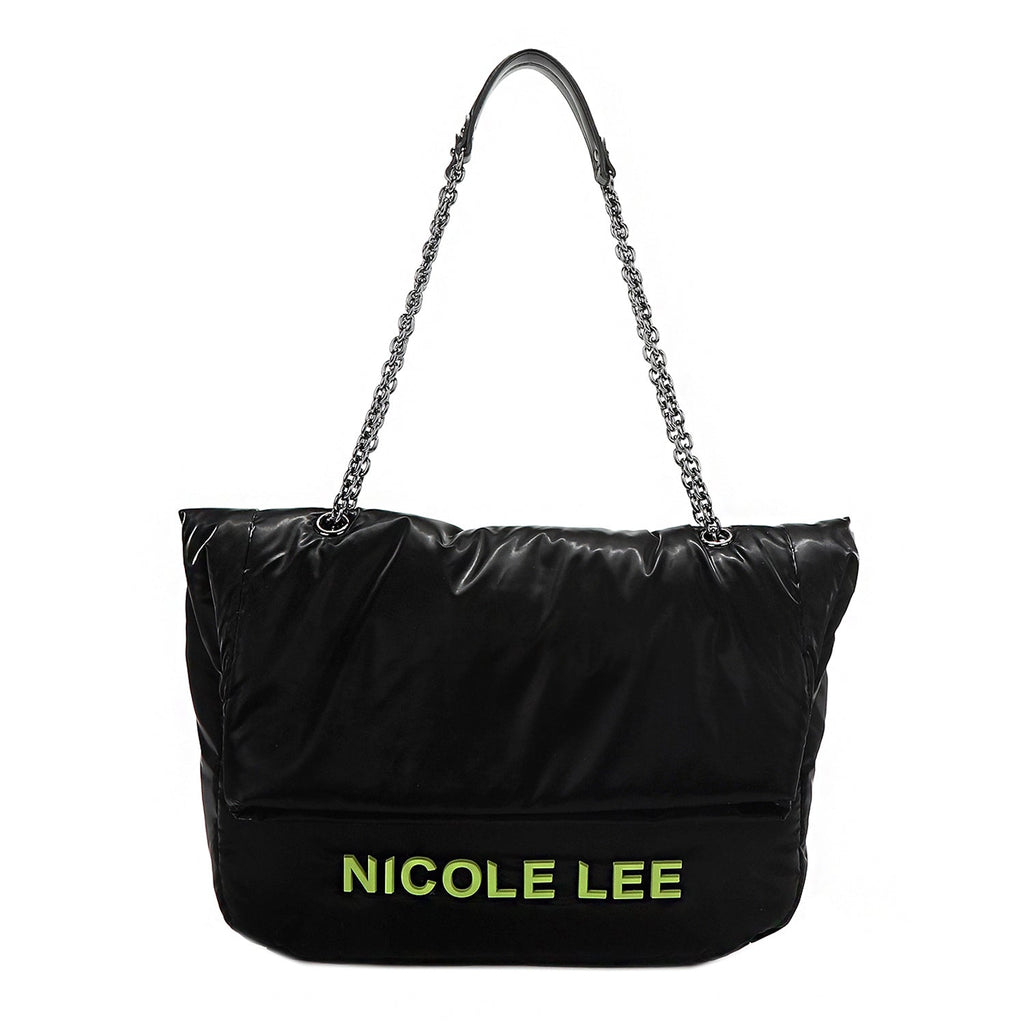 BOLSO GRANDE CON SOLAPA ACOLCHADO (NEGRO)