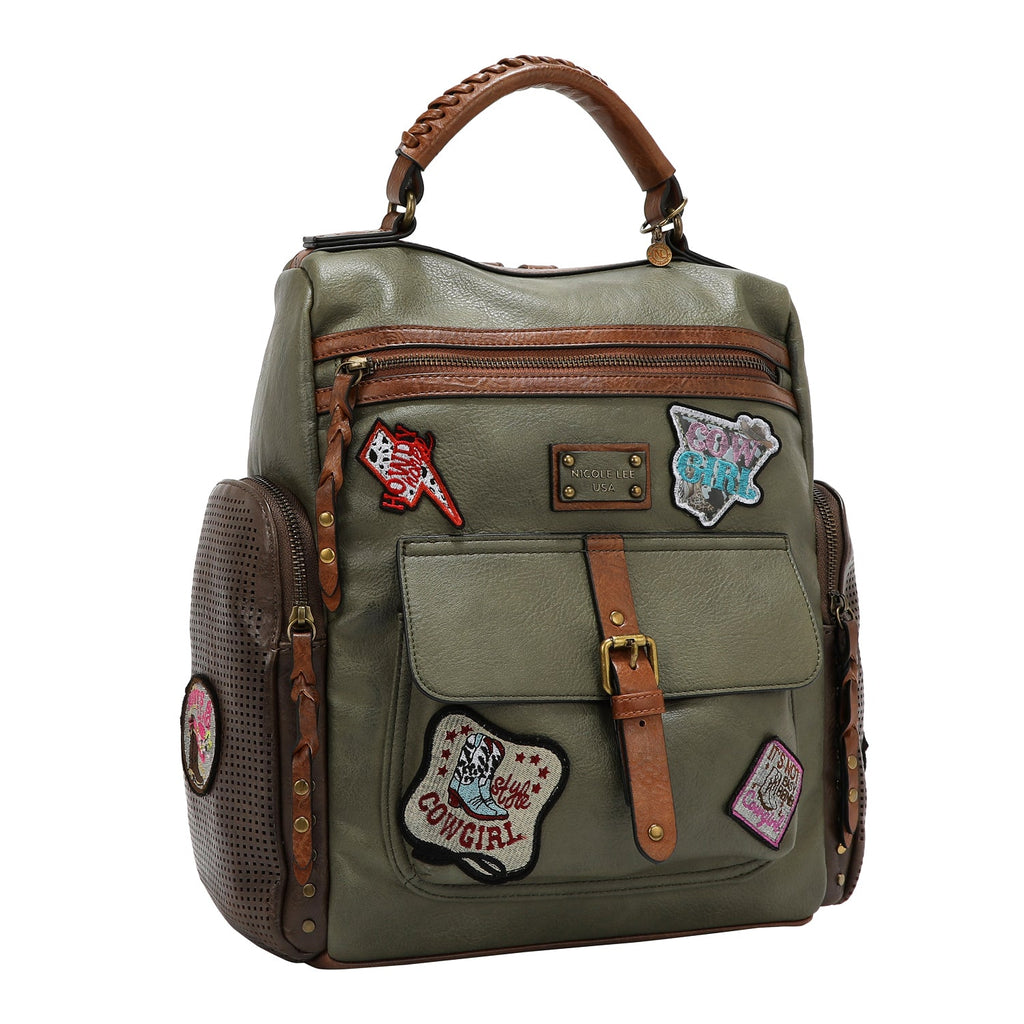 MOCHILA VINTAGE CON PARCHE (OLIVA)
