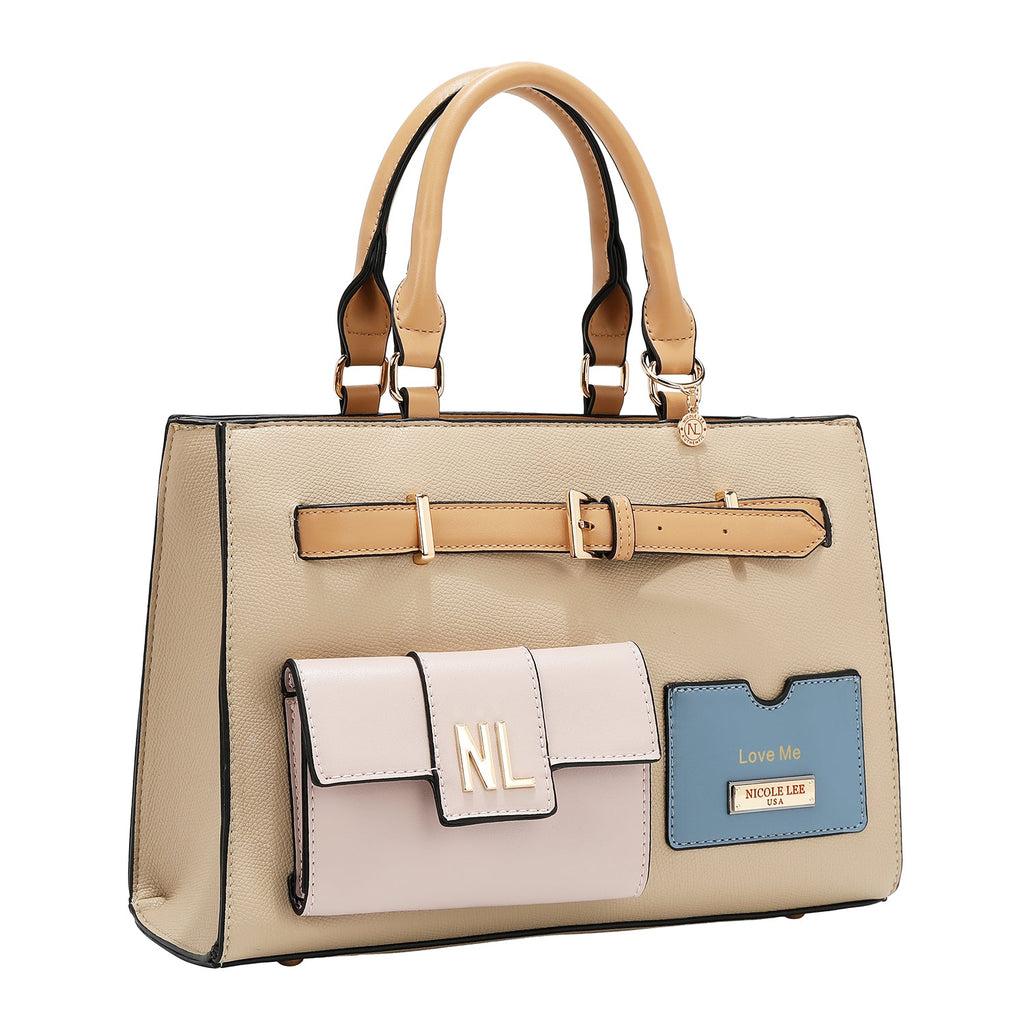 BOLSO DE BOLSILLO CON BLOQUES DE COLOR (TAUPE)