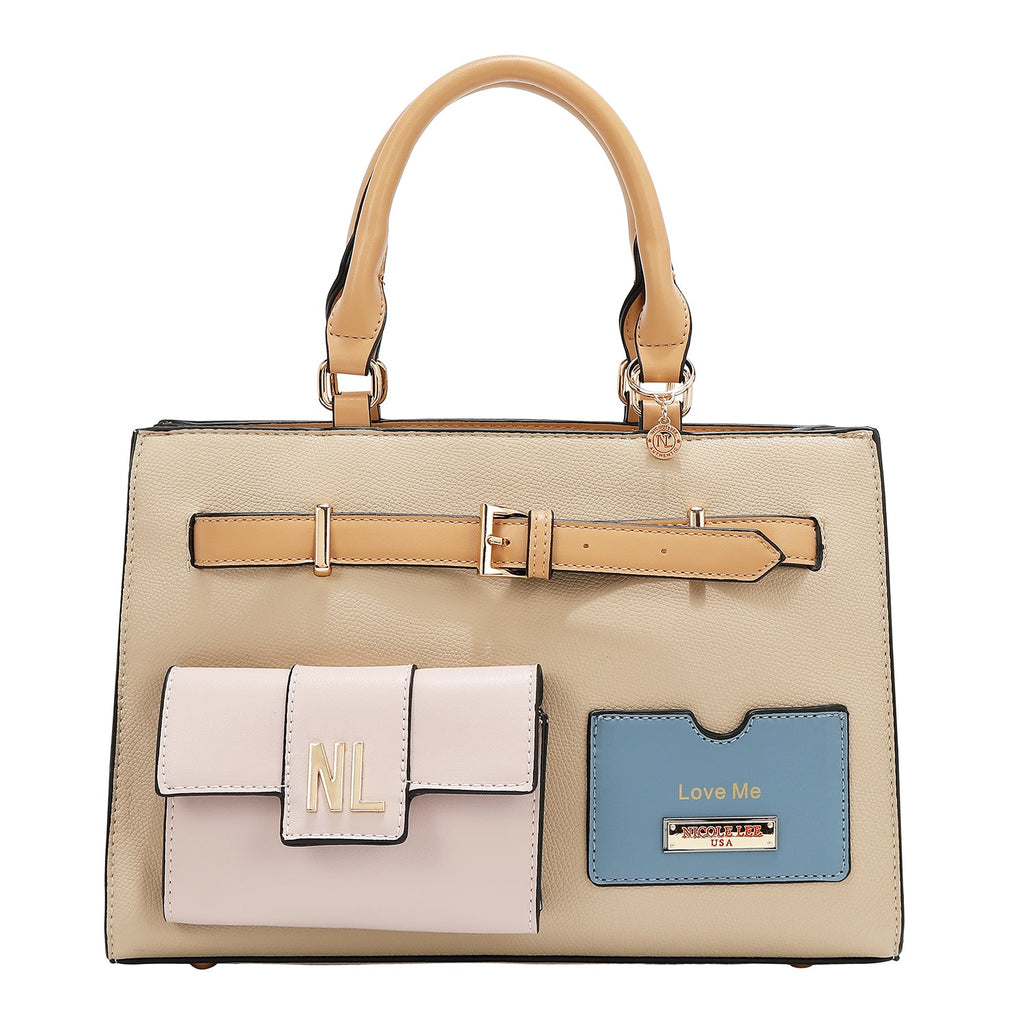 BOLSO DE BOLSILLO CON BLOQUES DE COLOR (TAUPE)