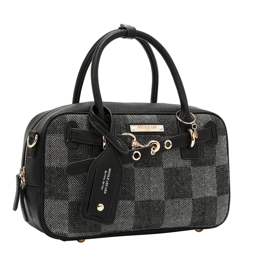 BOLSO BOSTON CHIC CON CUADROS (NEGRO)-2