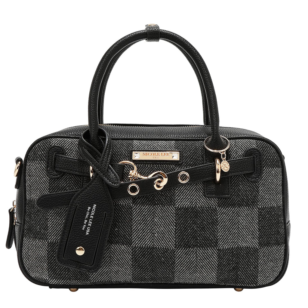 BOLSO BOSTON CHIC CON CUADROS (NEGRO)-1