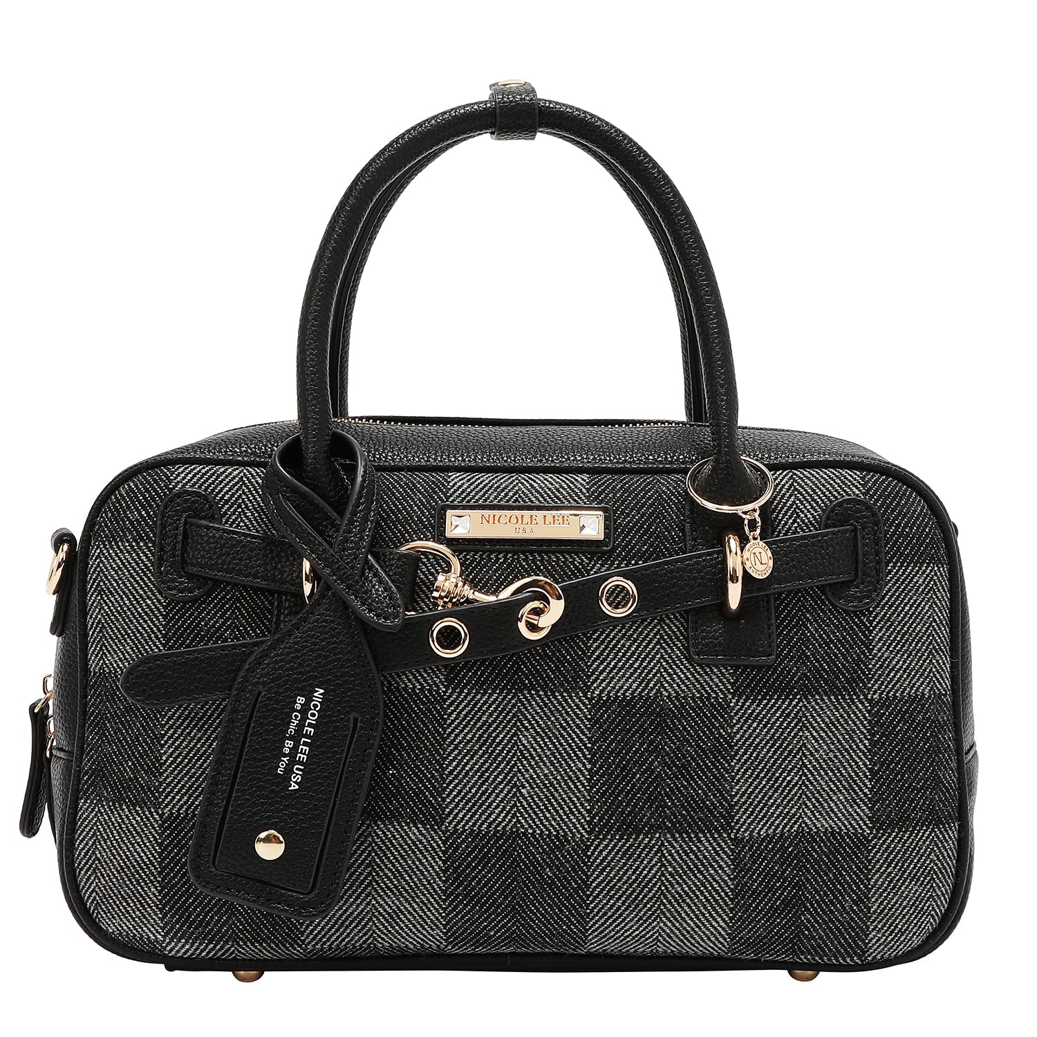 BOLSO BOSTON CHIC CON CUADROS (NEGRO)-1