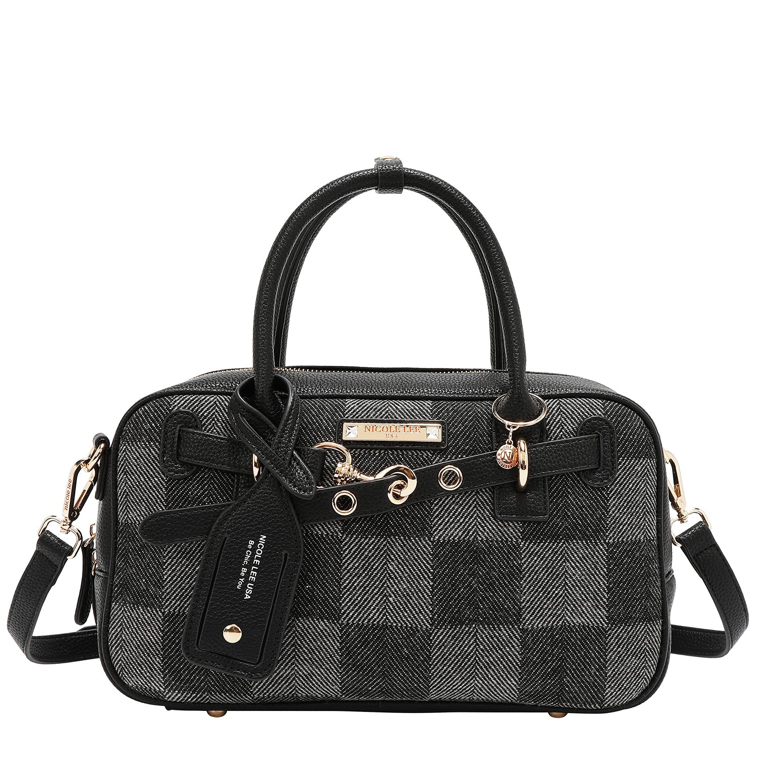 BOLSO BOSTON CHIC CON CUADROS (NEGRO)-0