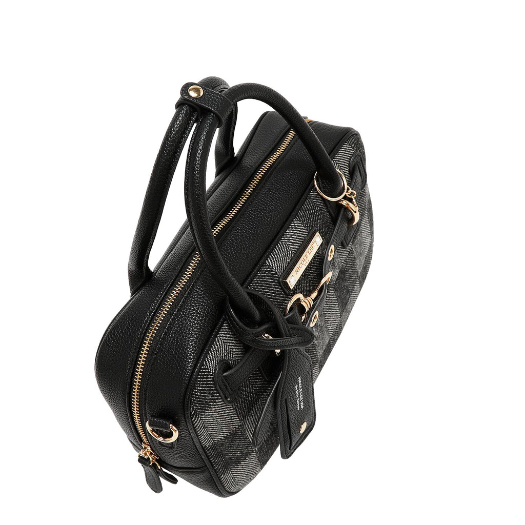 BOLSO BOSTON CHIC CON CUADROS (NEGRO)-3
