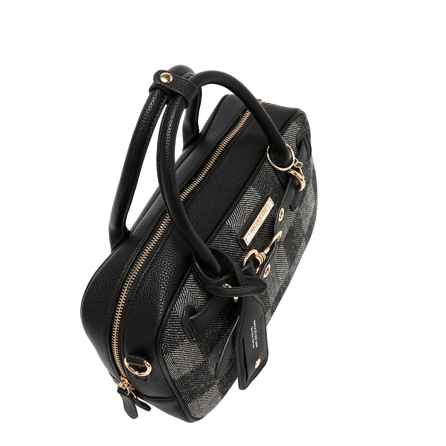 BOLSO BOSTON CHIC CON CUADROS (NEGRO)-3