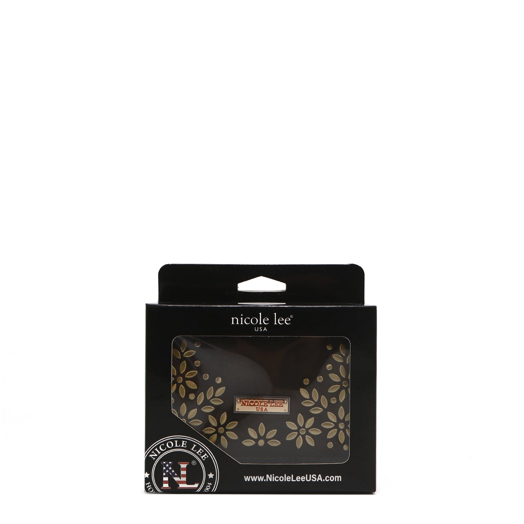 CARTERA COMPACTA CON ESTAMPADO FLORAL DE HOJAS (OLIVA)