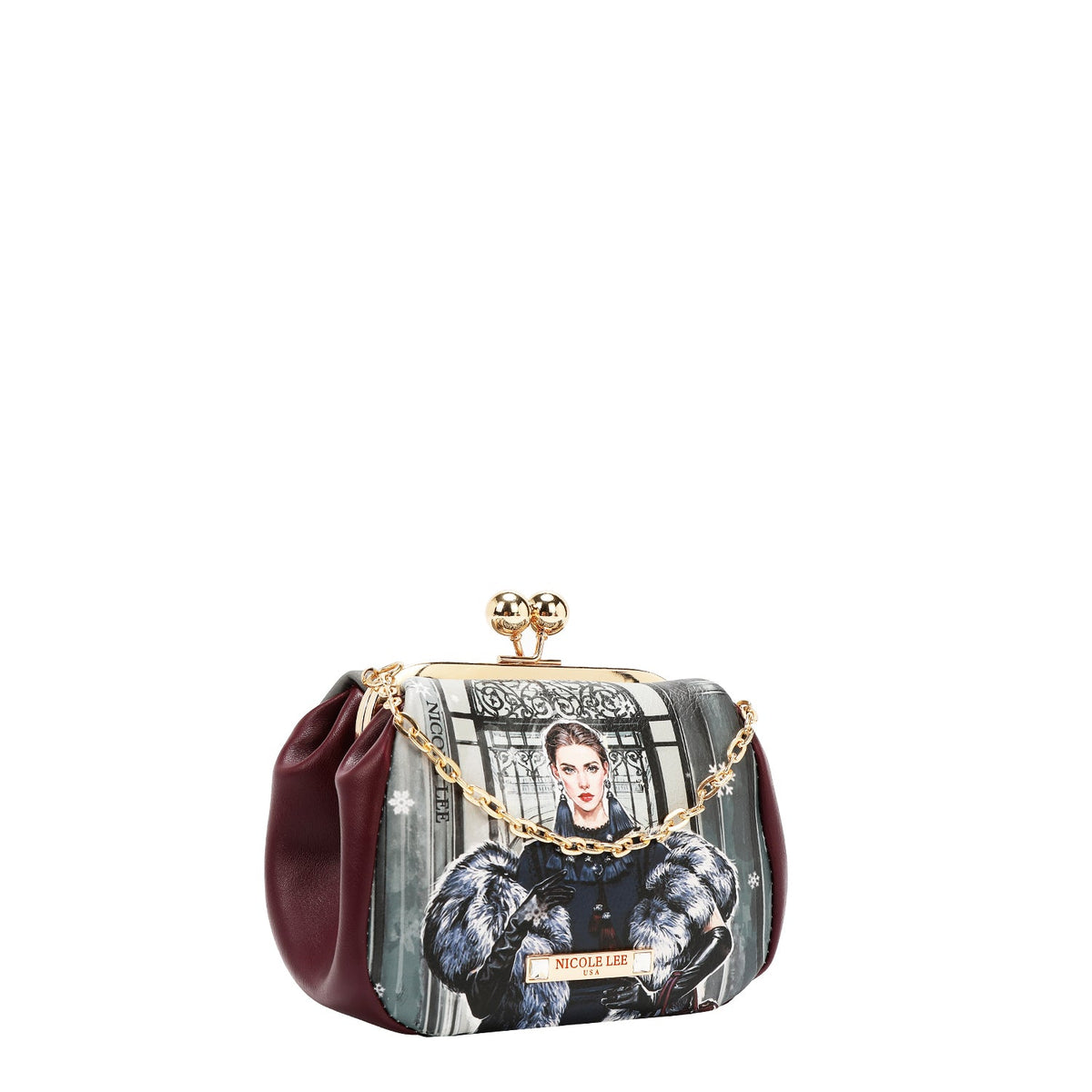 MINI BOLSO CRUZADO CON CIERRE KISS LOCK (MODA SNOWFLAKE)