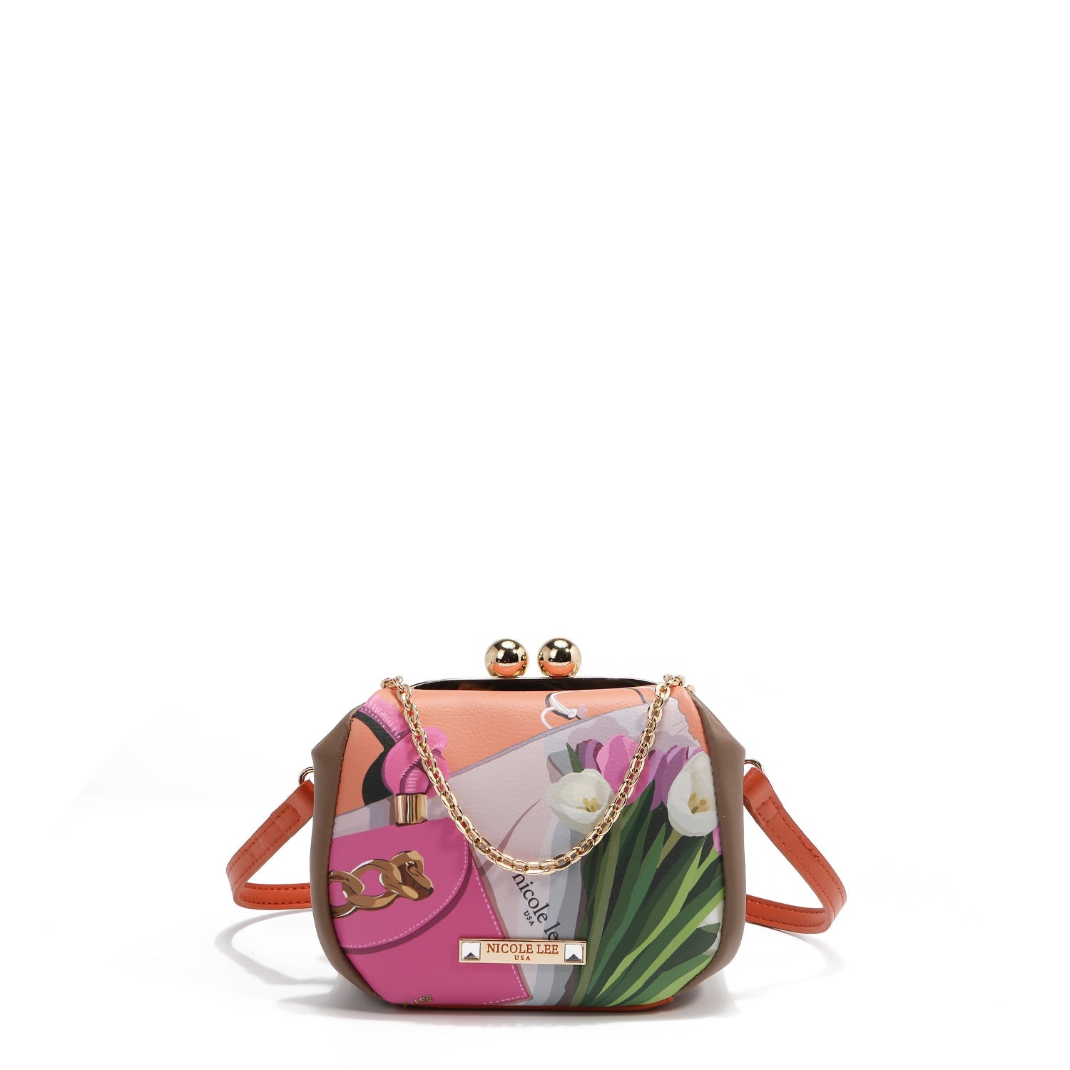 MINI BOLSO CRUZADO CON CIERRE KISS LOCK (VIOLET BLOSSOM)