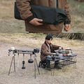 Foldable Camping Tripod Top Plate Rack Black