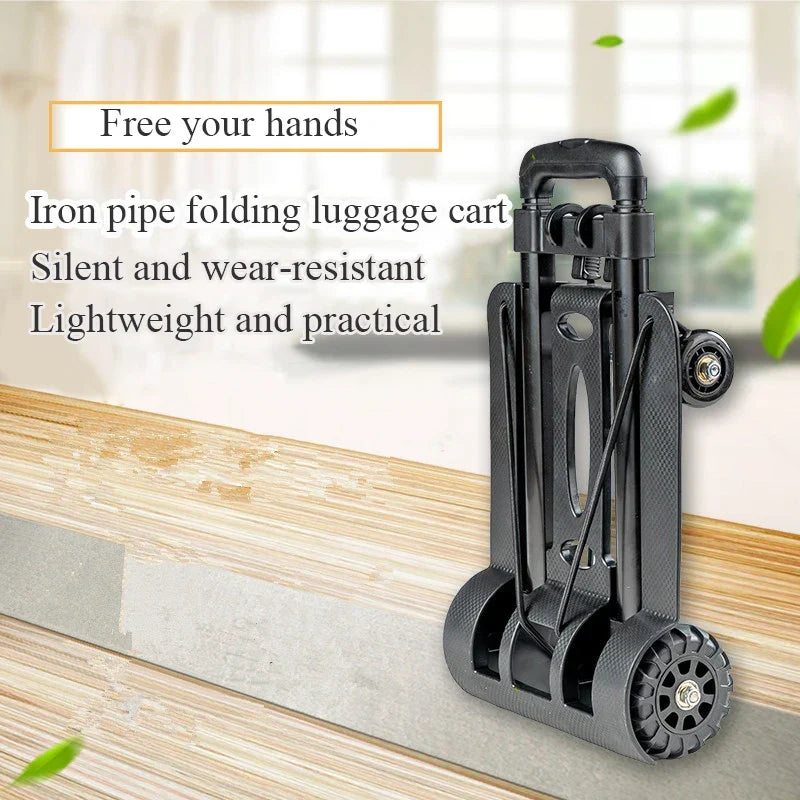 Foldable 4-Wheel Hand Truck Portable Cart Black