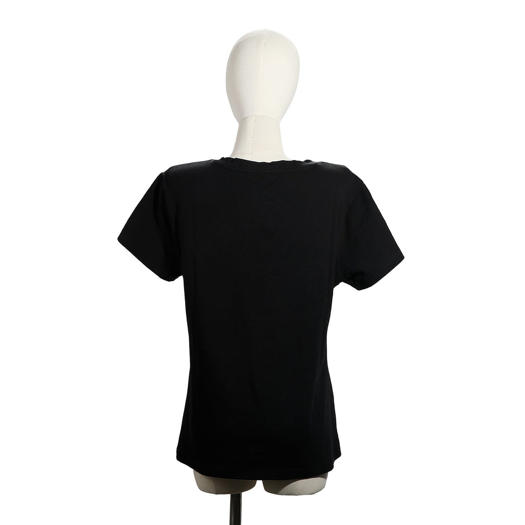 CAMISETA DE MODA CON CUELLO EN V (QUEEN CLEOPATRA NEGRO)