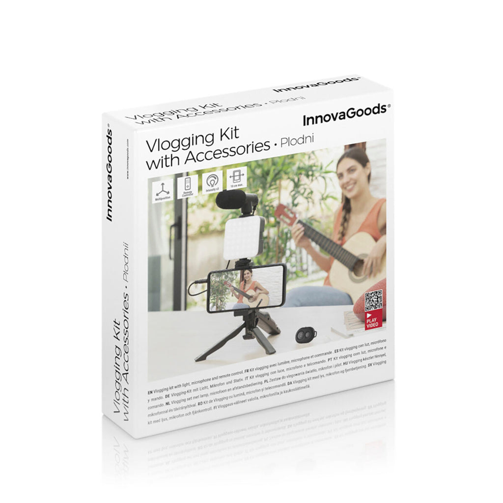 Vlogging Kit with Light, Microphone and Remote Control Plodni InnovaGoods 6 Pieces