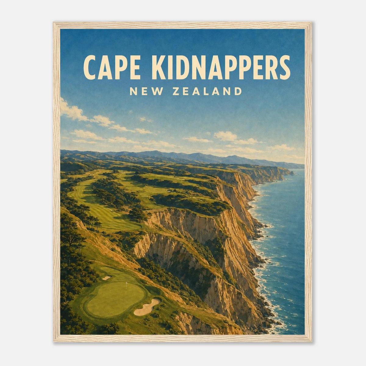 Cape Kidnappers Golf Poster – New Zealand Golf Art