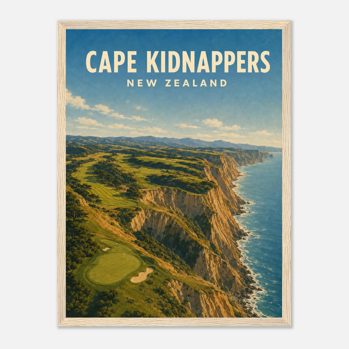 Cape Kidnappers Golf Poster – New Zealand Golf Art
